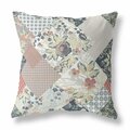 Palacedesigns 20 in. Floral Indoor & Outdoor Throw Pillow Peach Cream & Black PA3095971